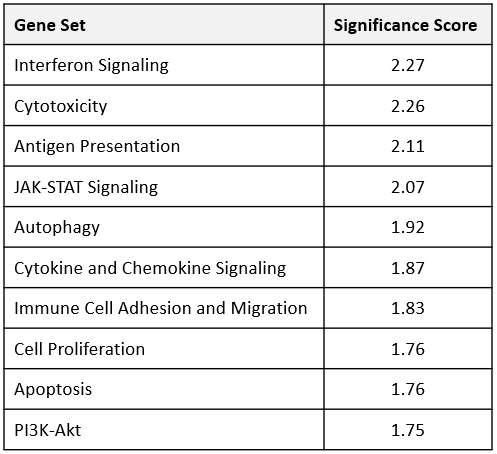 Gene Set and Significance score table